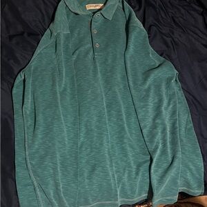 Tommy Bahama Men’s Long Sleeve Performance Polo Shirt Teal Green XL
